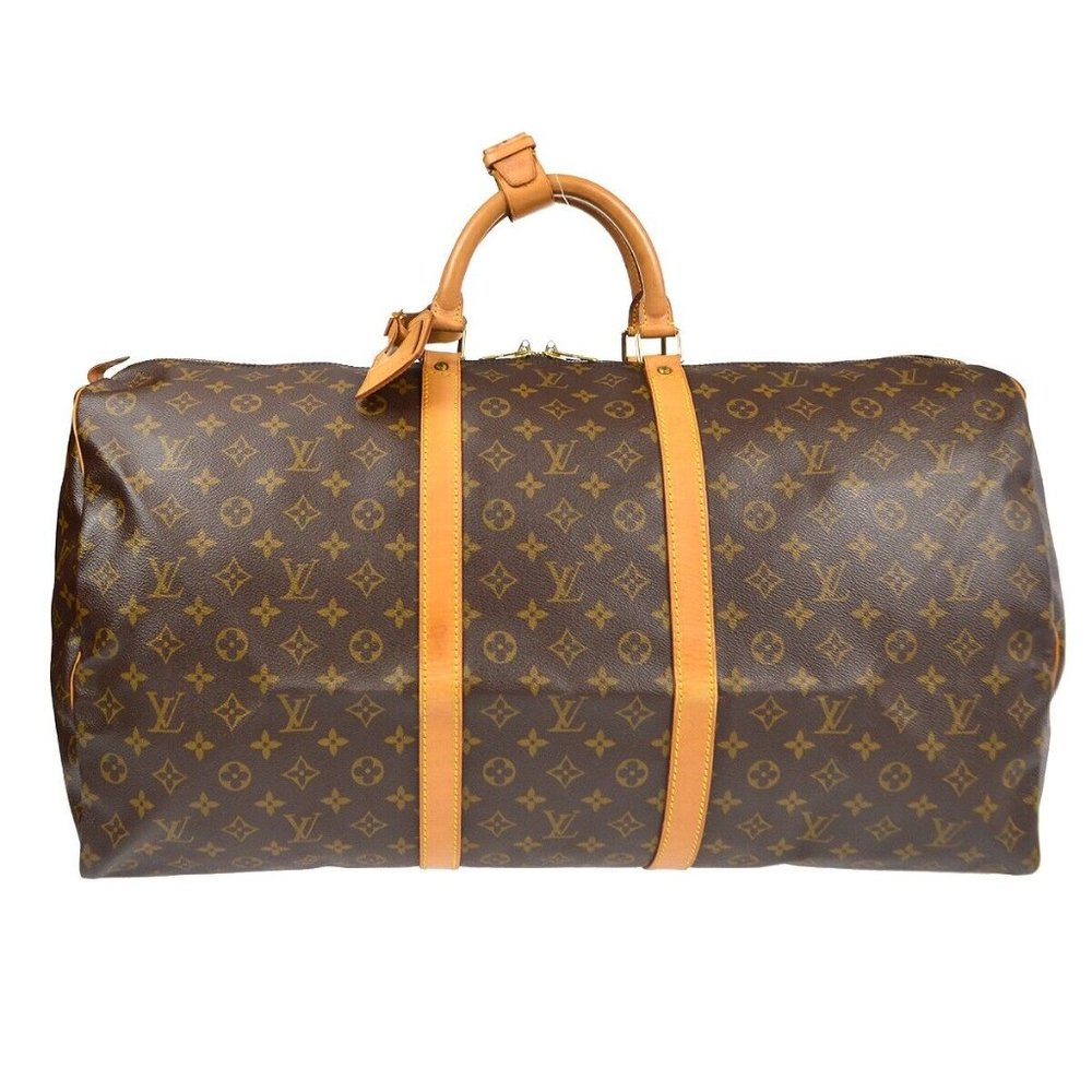 Louis Vuitton Keepall 60 Travel Handbag Purse Monogram Canvas Leather